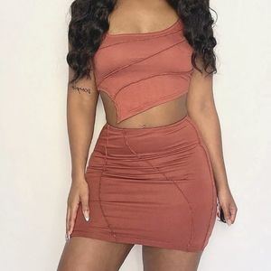 Asymettrical top, two piece outfit
